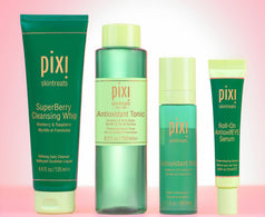 Antioxidant Essentials Bundle shown on a pink background