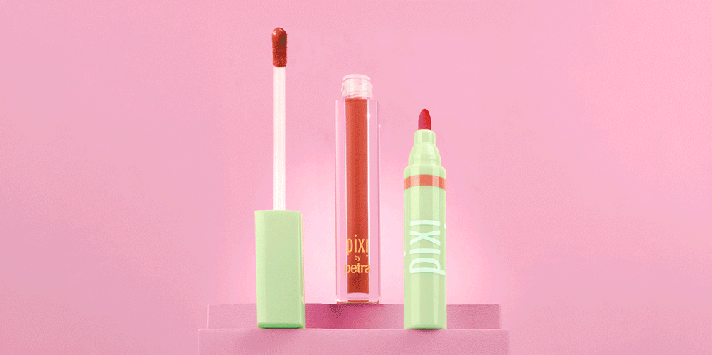 Lipstick Duos shown on a pink background - View 1