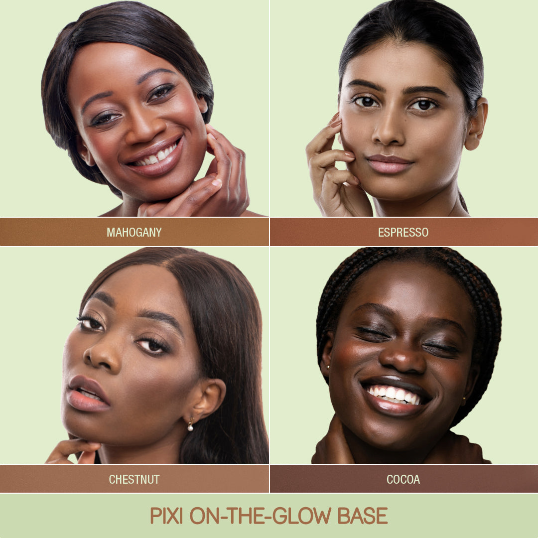 On-The-Glow Base Shades in Mahogany, Espresso, Chestnut and Cocoa.