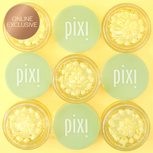Online Exclusive: Pixi Vitamin-C CremeSerum shown with open lid on a yellow background